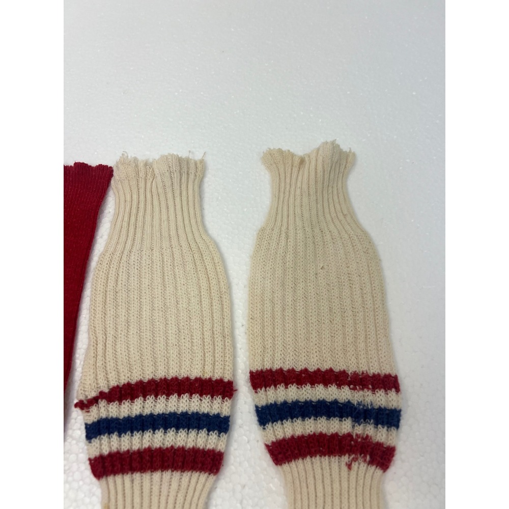 Vintage Baseball Stirrup Socks Lot Red White Striped Retro Athletic Tube High - Picture 6 of 11